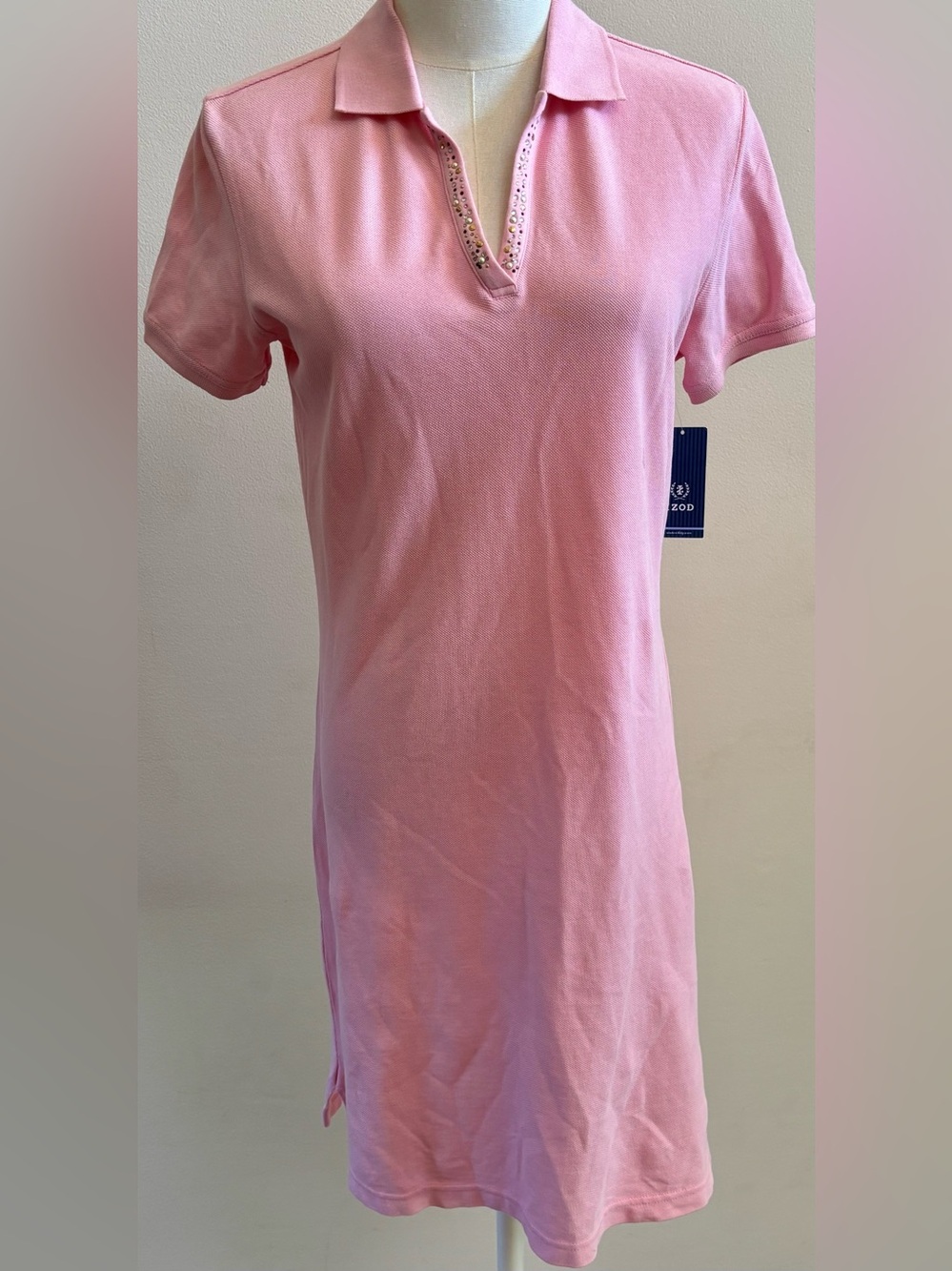 IZOD Pink Polo Dress XS NWT Rhinestone Collar Golf Preppy Casual